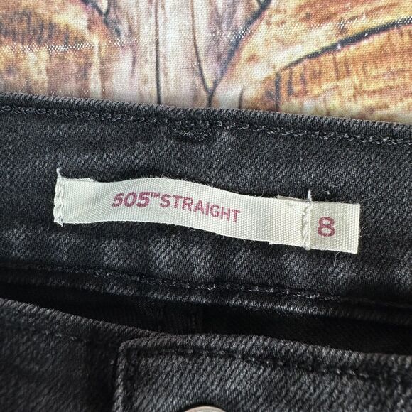Levi's 505 STRAIGHT Leg Size 8 Short Black Mid Rise Jeans Denim Pants 8S 30x29 - Picture 9 of 13